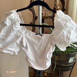 Elegant White Puff Sleeve Top